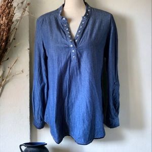 HANNAH STUD CHAMBRAY TUNIC  SIZE LARGE
